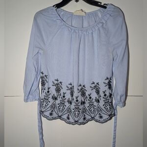 Women's Sweet Wanderer Blue Embroidered Top Size small